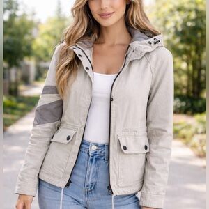 Able Jeans Utility Hooded Boyfriend Jacket XS Neutral